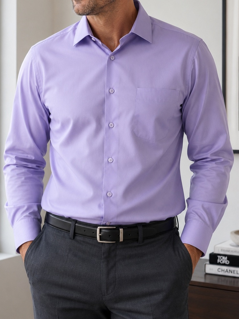 Signature Carrington Lavender Non-Iron Dress Shirt 19 35/36 NWOT